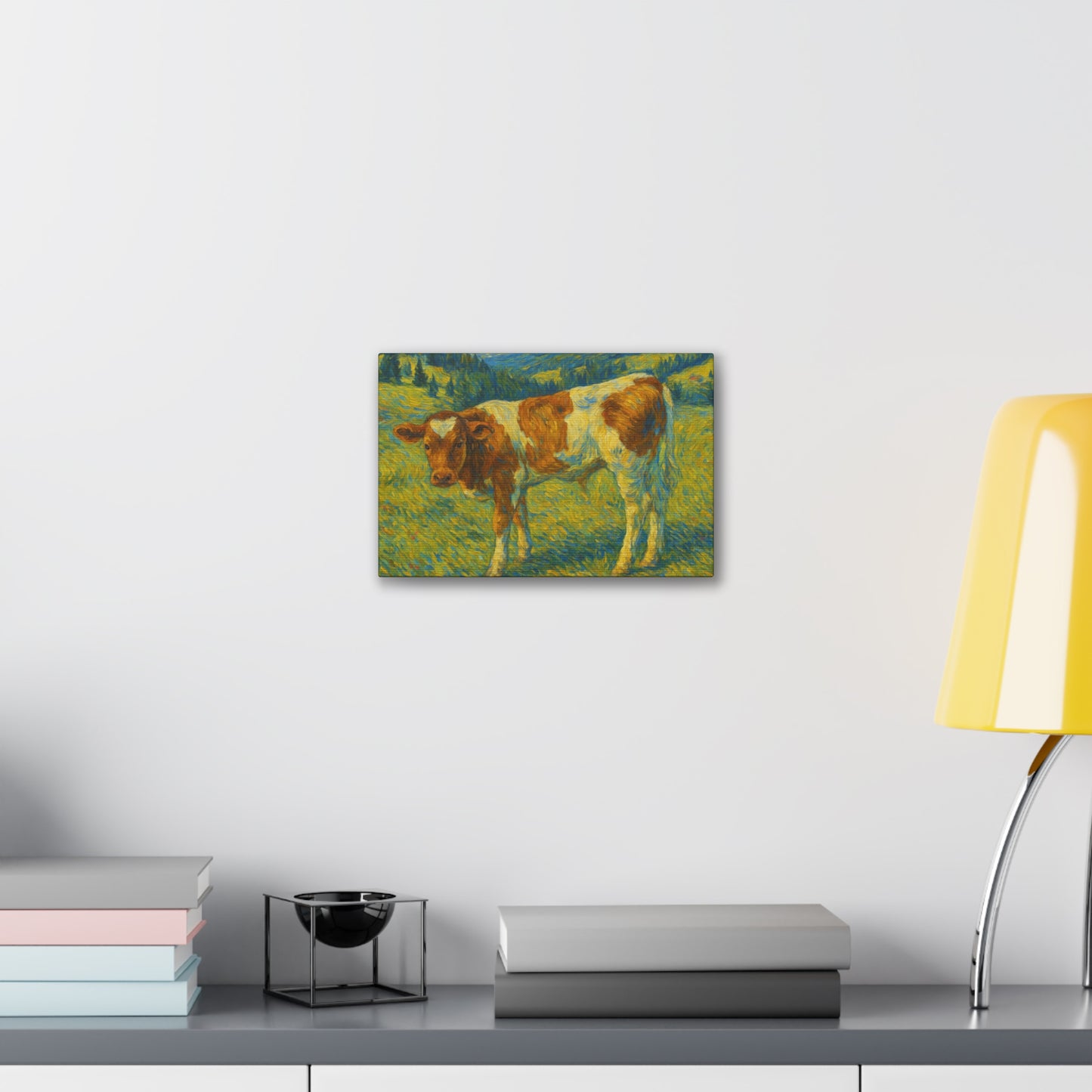 Artistic Cow Canvas Wall Art - Farmhouse Decor, Calf Painting
