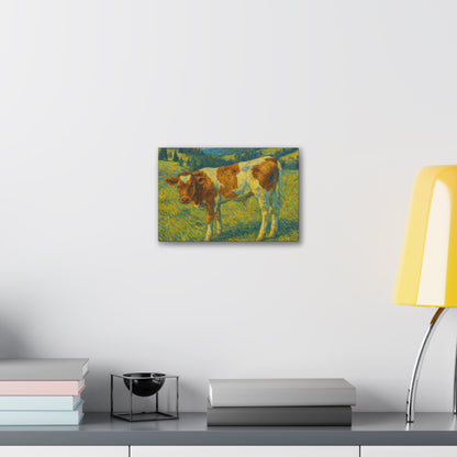 Artistic Cow Canvas Wall Art - Farmhouse Decor, Calf Painting