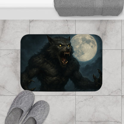 Werewolf Bath Mat, Unique Bathroom Decor, Halloween Home Accents, Gift for Wolf Lovers, Spooky Cozy Mat - TRV