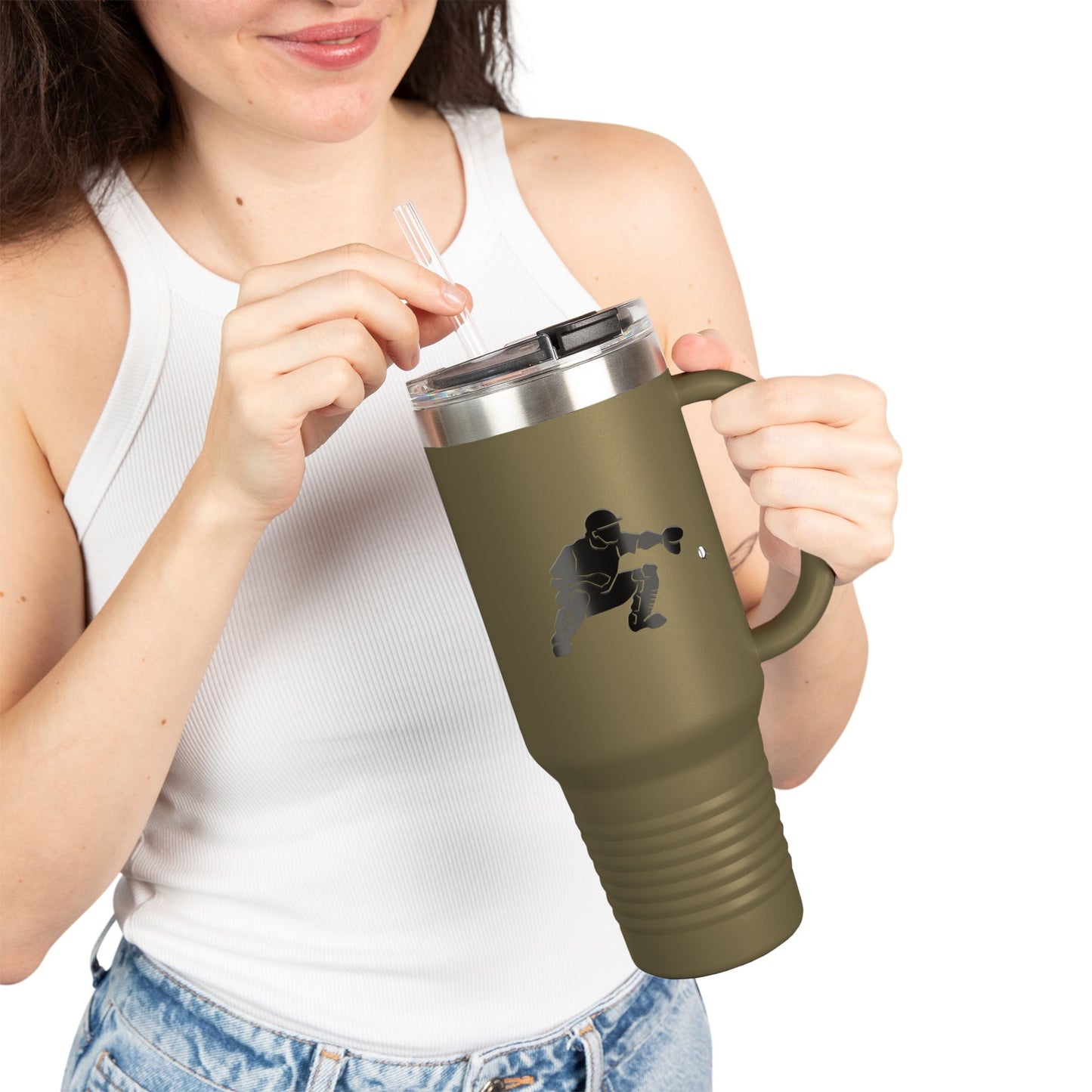 Insulated Travel Mug | Baseball Catcher Themed Travel Tumbler for Active Lifestyles, Coffee Mug, Road Trip Cup, Gym Hydration, Gift for Athletes - TRV