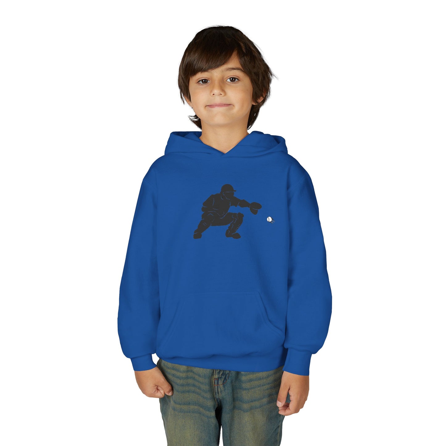 Youth Baseball Catcher Hoodie, Sporty Sweatshirt for Kids, Perfect Gift for Young Athletes, Team Spirit Gear, Sports Event Apparel
