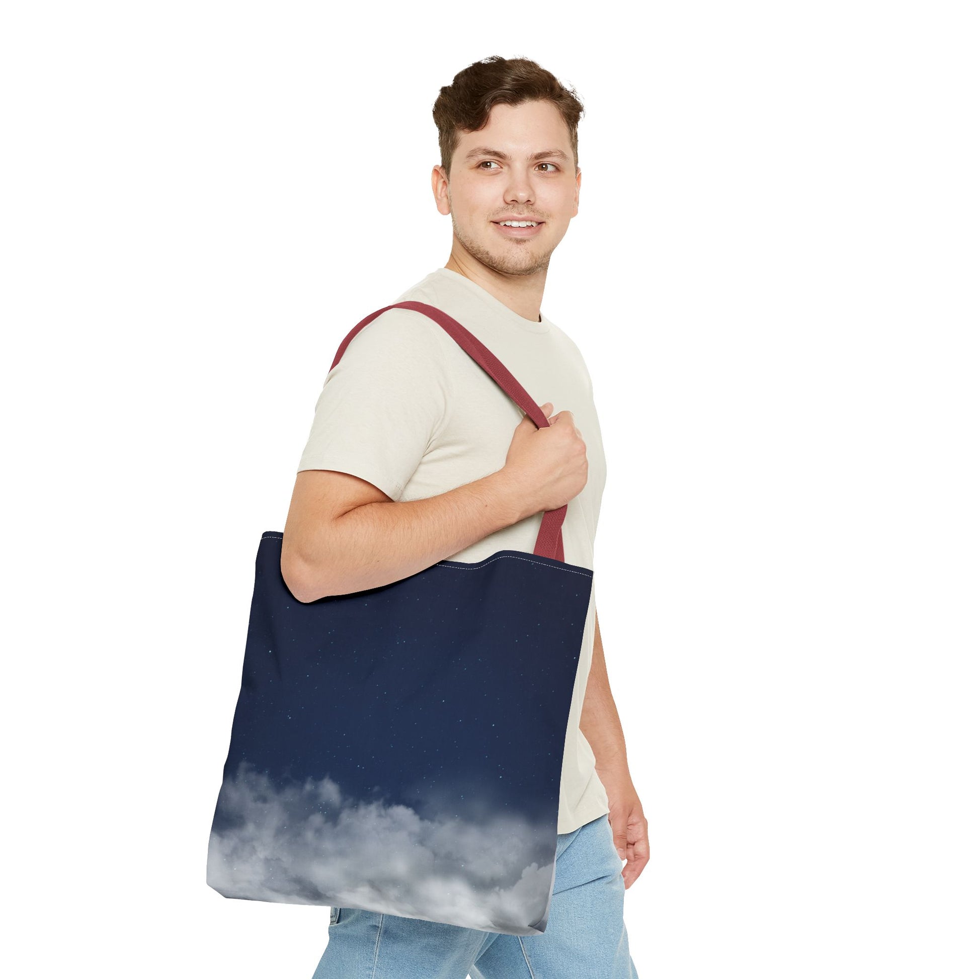 Night Sky Clouds Tote Bag | Starry Navy Ombre - TRV