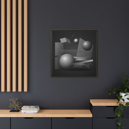 Monochrome Geometric Spheres Canvas Framed Wall Art | Matte Print