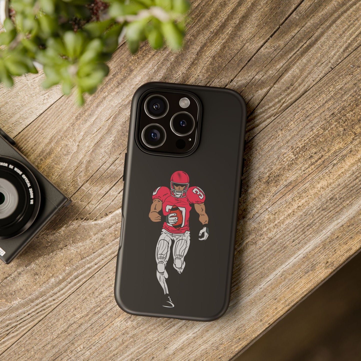 Football Player Tough Phone Case – Protective Black Sports iPhone Case