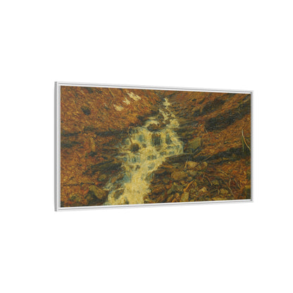 Serene Abstract Nature Canvas Art, Framed Wall Decor, Rustic Home Accent, Earthy Tone Artwork, Tranquil River Scene - TRV
