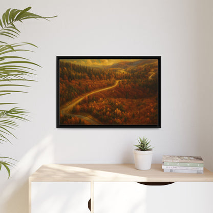 Autumn Landscape Framed Canvas Art, Cozy Home Decor, Warm Fall Vibes, Gift for Nature Lovers, Perfect for Thanksgiving - TRV