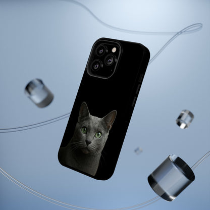 Russian Blue Cat Phone Case — Magnetic Impact-Resistant iPhone Cover