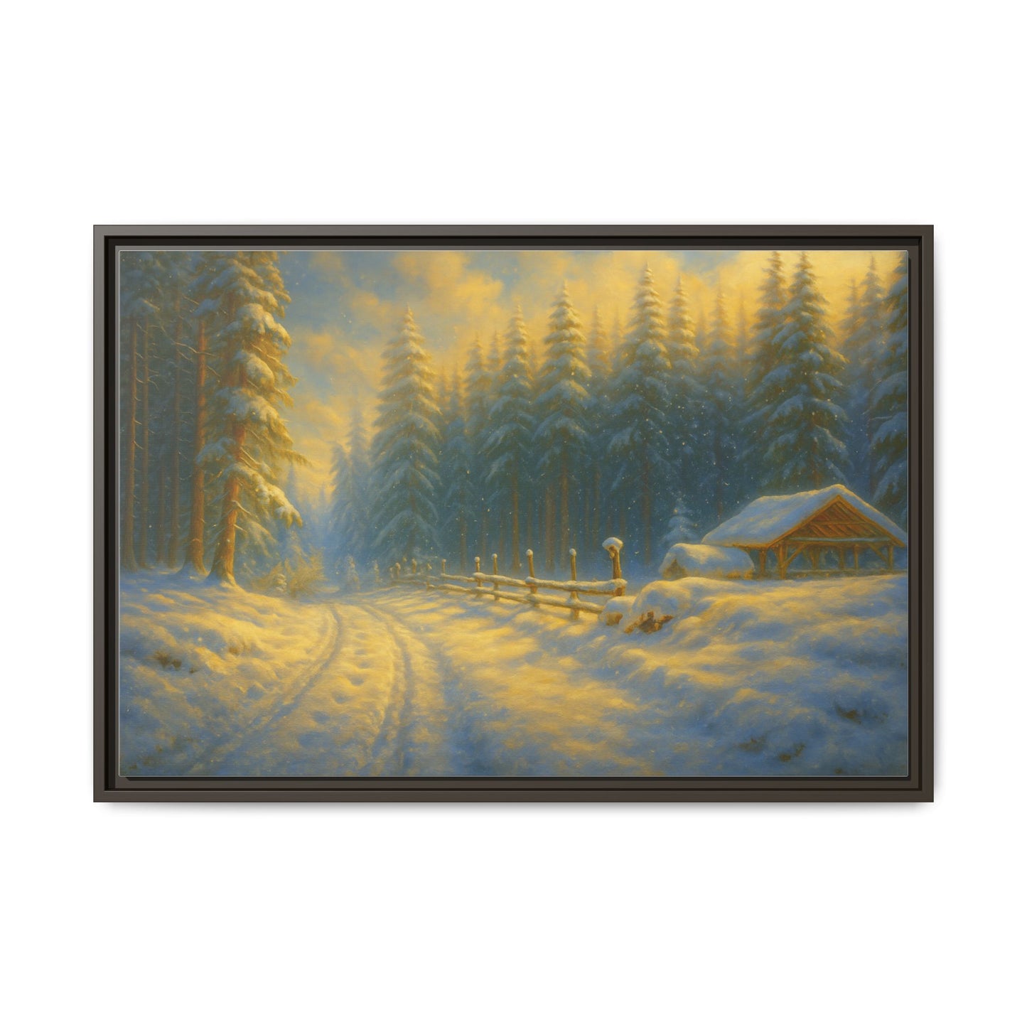 Wall Art Print, Winter Cabin Decor, Nature Scene, Holiday Gift, Cabin Vibes, Christmas Decoration, Matte Canvas, Framed - TRV