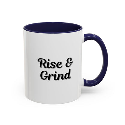 Motivational Rise & Grind Coffee Mug, Black Accent Mug, Daily Inspiration, Gift for Coffee Lovers, 11oz 15oz Ceramic Cup