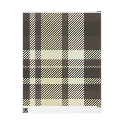 Plaid Stripe Wrapping Paper Roll — Neutral Black & Cream Gift Wrap