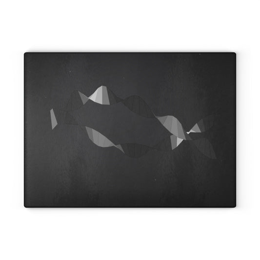 Abstract Geometric Fish Glass Cutting Board | Modern Kitchen Décor