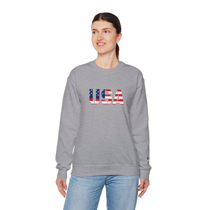 USA Flag Unisex Crewneck Sweatshirt, Cozy Apparel, Casual Wear, Independence Day Gift, Americana Style