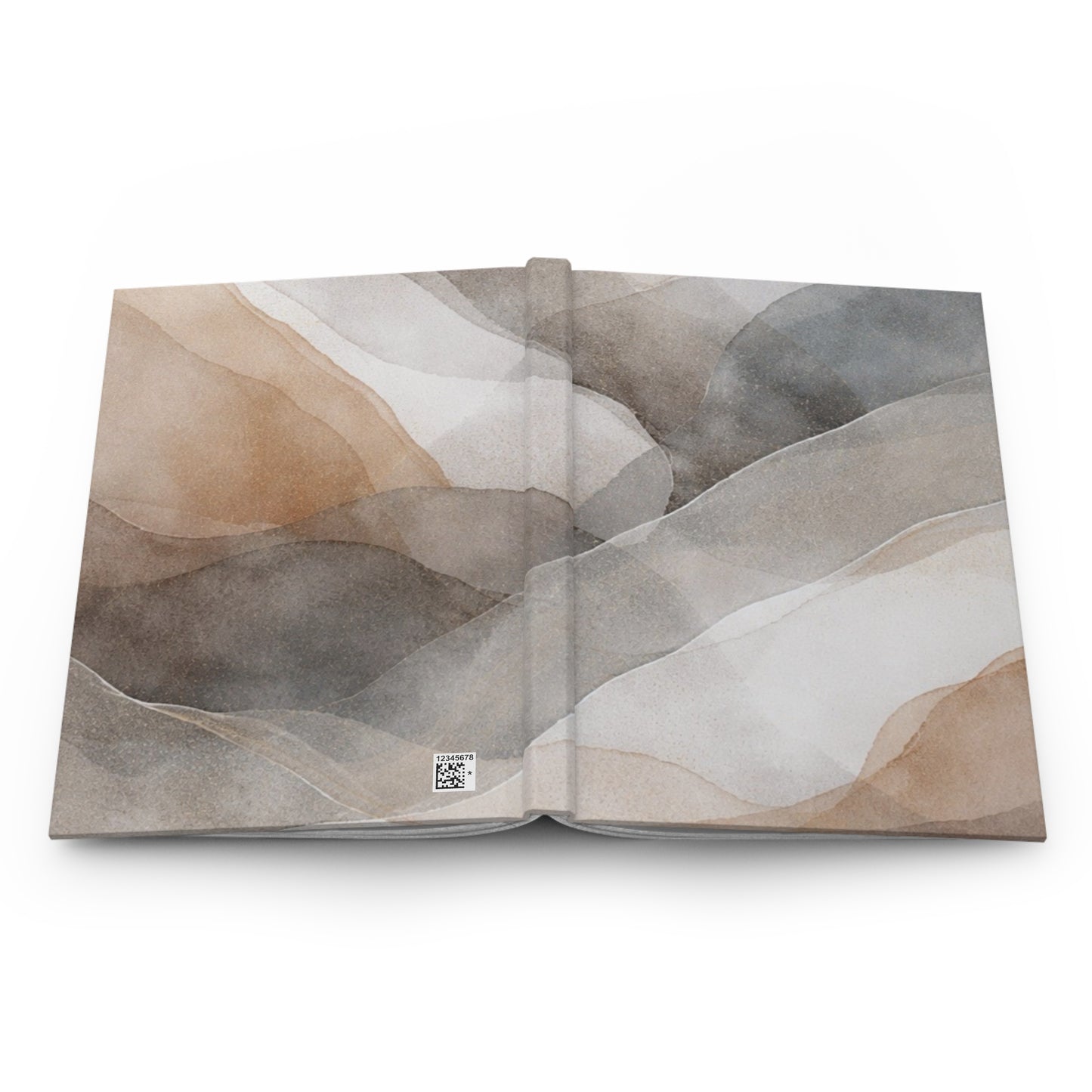 Neutral Watercolor Waves Hardcover Journal | Matte Abstract Landscape Notebook