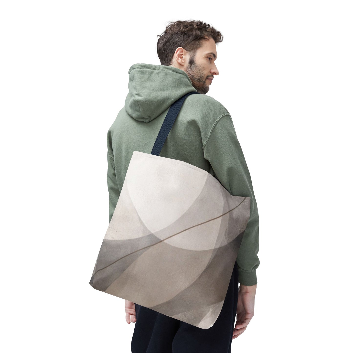 Neutral Abstract Watercolor Waves Tote Bag | All-Over Print