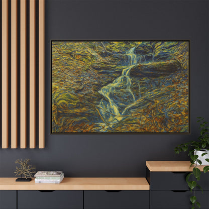 Van Gogh Style Framed Matte Canvas Art Print - Nature-Inspired Wall Decor, Abstract Waterfall Artwork, Home Office Decoration - TRV
