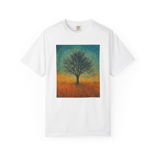Nature-Themed Unisex Garment-Dyed T-Shirt - Tree Design, Bohemian Tee, Nature Lover Gift, Eco-Friendly Fashion, Casual Wear - TRV