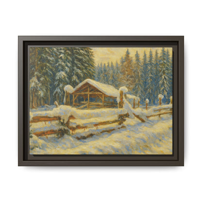 Winter Landscape Framed Canvas Art | Cozy Home Decor | Wall Art for Living Room, Bedroom, Holiday Gift, Rustic Vibes, Art Print - TRV