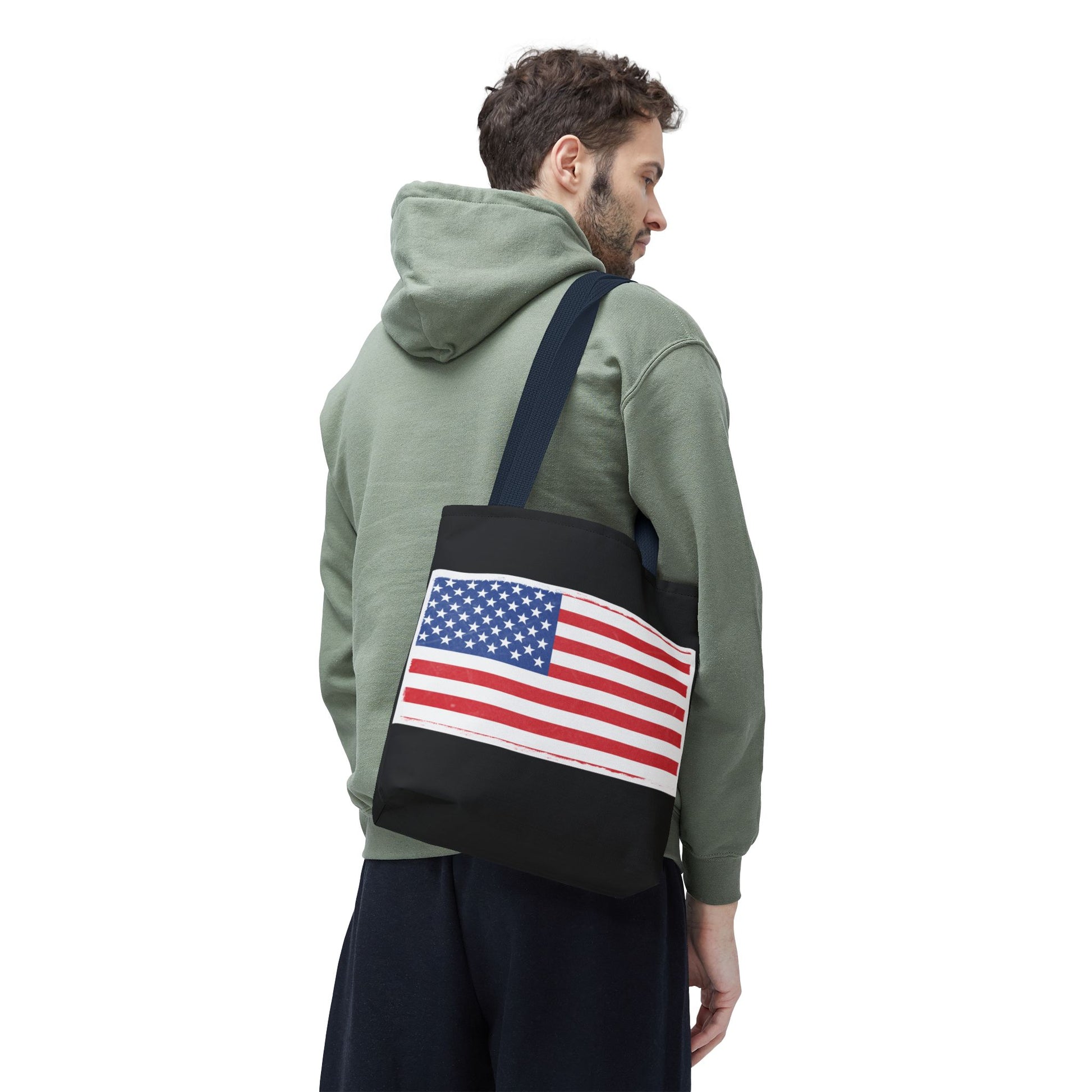 Patriotic Tote Bag, American Flag Carryall, Beach Bag, Reusable Shopping Tote, Independence Day Gift - TRV