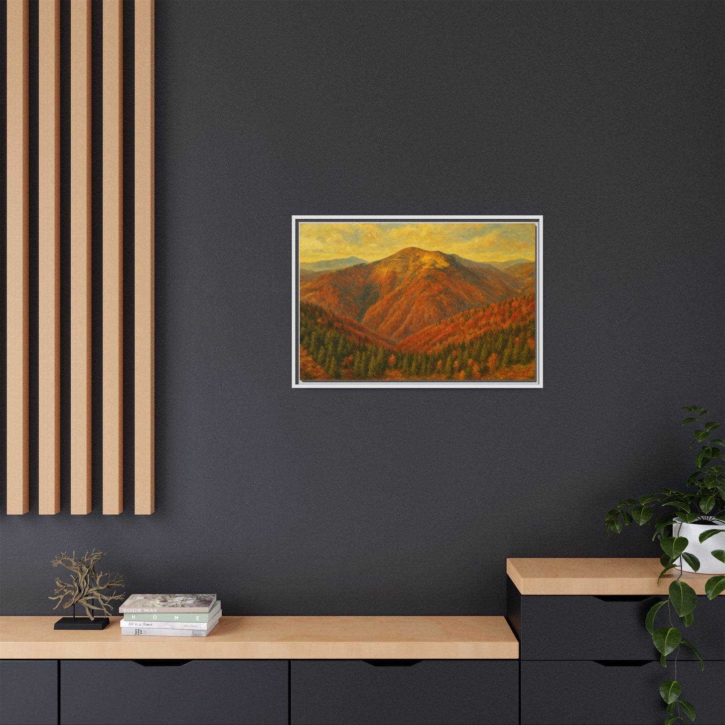 Autumn Landscape Wall Art, Cozy Home Decor, Nature Print, Framed Canvas, Fall Decorations, Gift Idea for Art Lovers - TRV