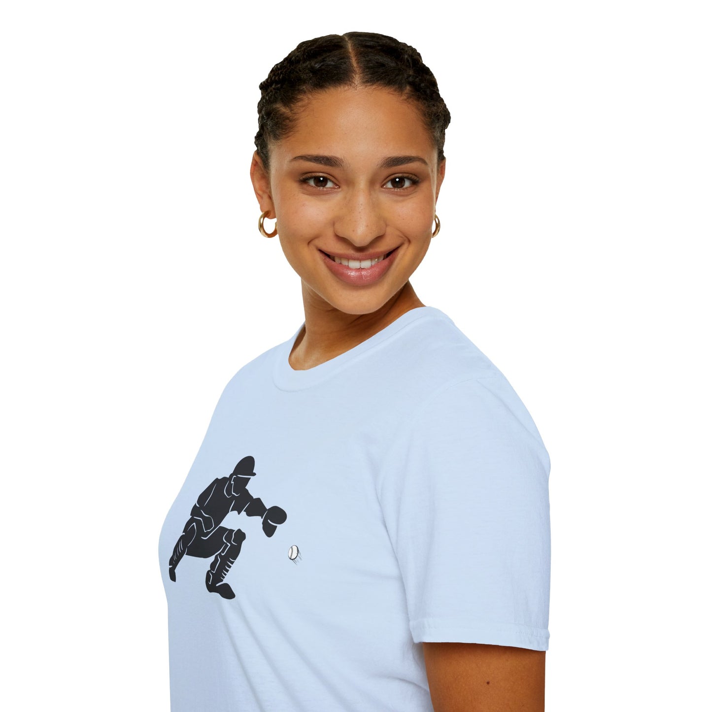 Baseball Catcher Unisex Softstyle T-Shirt, Sports Apparel, Gift for Athletes, Workout Gear, Casual Wear, Special Occasions