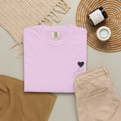 Unisex Garment-Dyed T-Shirt with Heart Design | Casual Trendy Wear for All Occasions