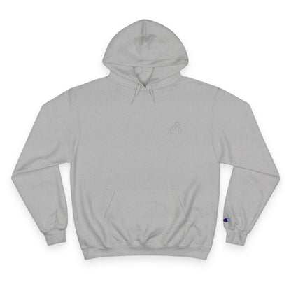 Champion Hoodie with Korean Finger Heart Graphic – Minimal White Pullover