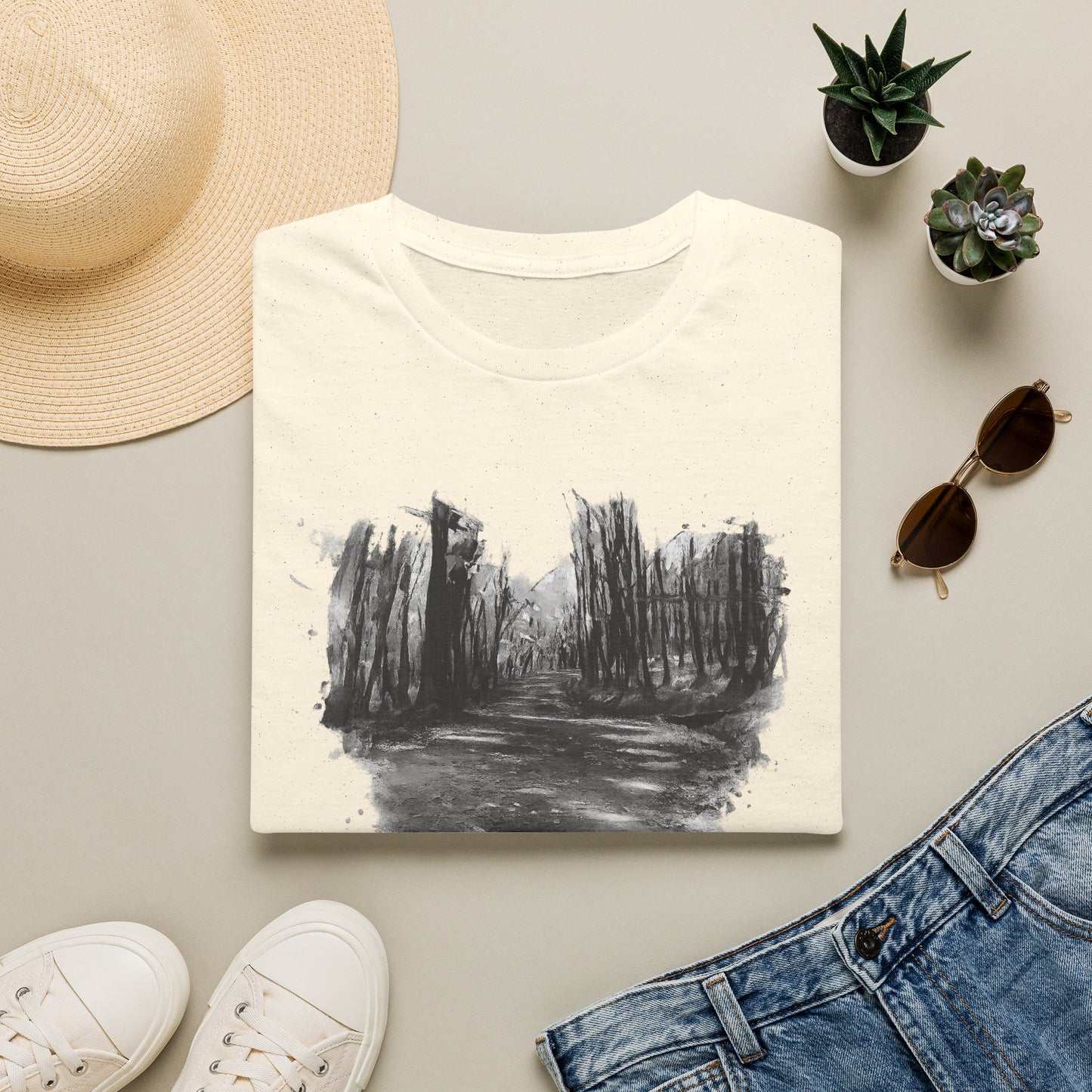 Minimalist Nature-Inspired Unisex Softstyle T-Shirt, Casual Wear, Everyday Style, Gift for Nature Lovers, Eco-Friendly Fashion