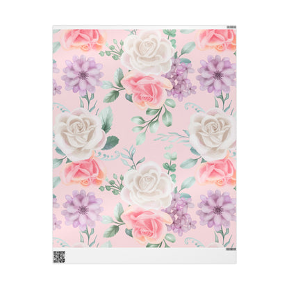 Floral Pink Wrapping Paper Roll — Pastel Peony Gift Wrap for Mother's Day & Birthdays