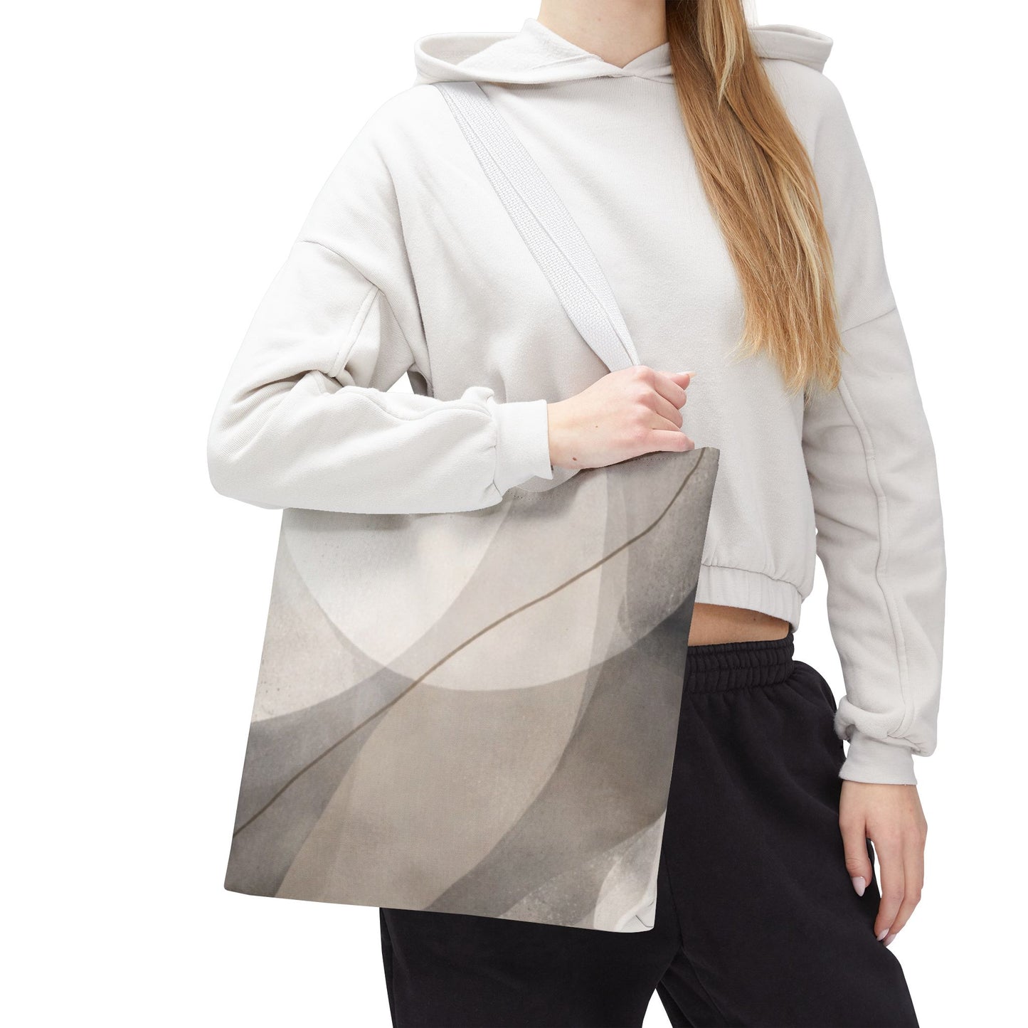 Neutral Abstract Watercolor Waves Tote Bag | All-Over Print