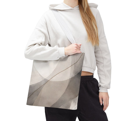 Neutral Abstract Watercolor Waves Tote Bag | All-Over Print