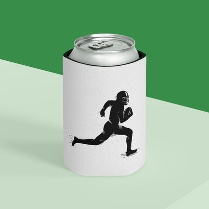 Football Player Can Cooler – Running Ball Carrier Beverage Koozie