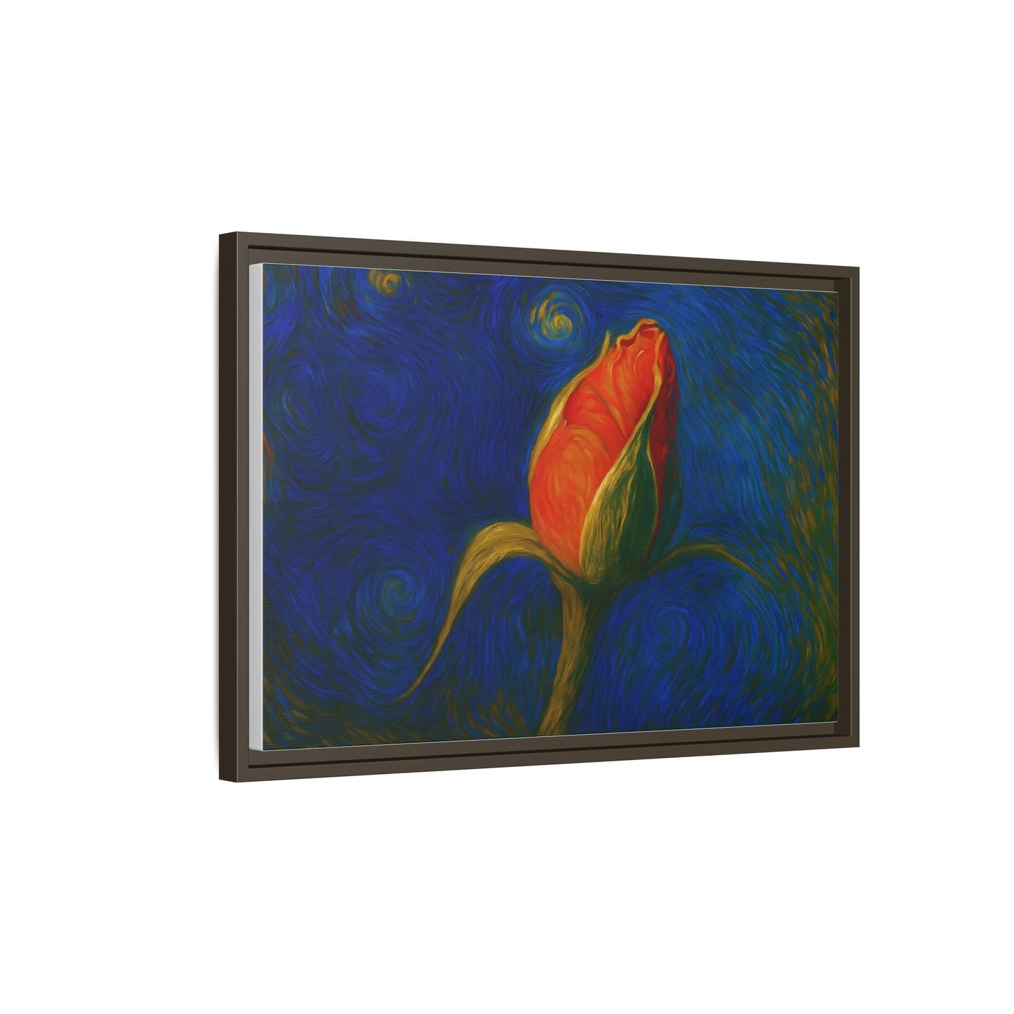 Red Rose Bud Painting Canvas Framed | Matte Wall Art - TRV