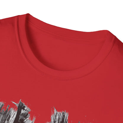 Unisex Softstyle T-Shirt with Abstract Landscape Art, Casual Wear, Gift for Art Lovers, Everyday Fashion, Nature Inspired Tee - TRV