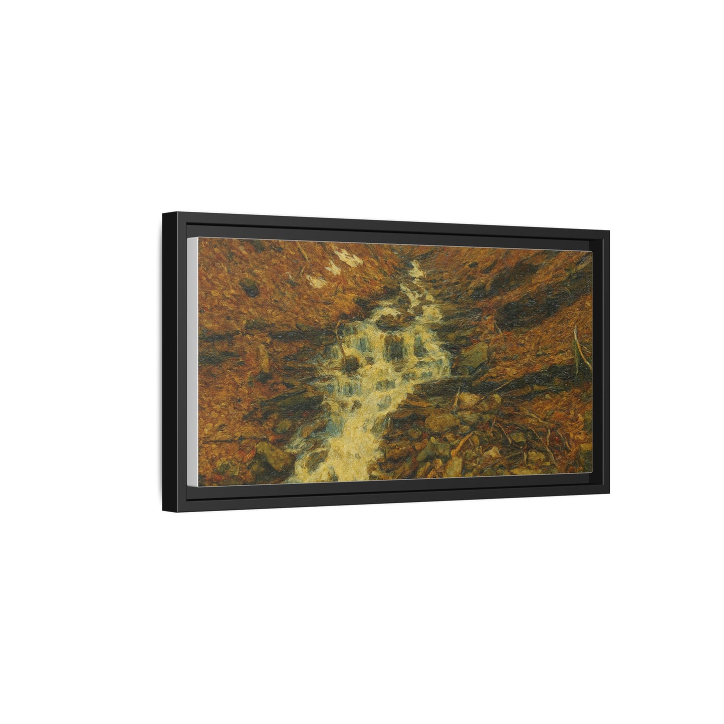 Serene Abstract Nature Canvas Art, Framed Wall Decor, Rustic Home Accent, Earthy Tone Artwork, Tranquil River Scene - TRV