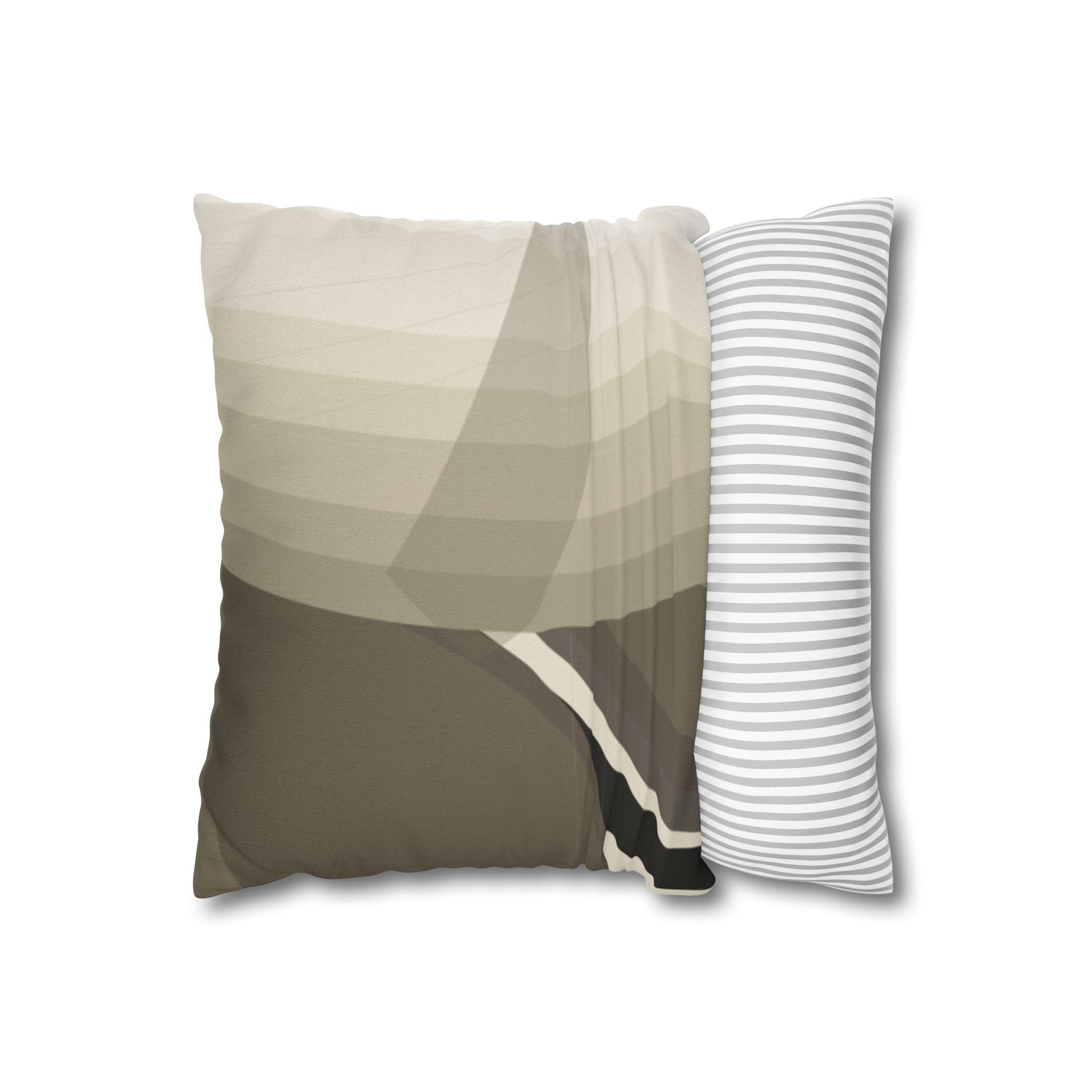 Abstract neutral leaf artwork square pillowcase for home decor, featuring a soft fabric with a modern leaf design.