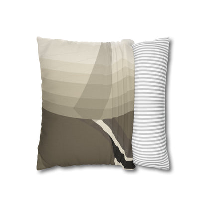 Abstract neutral leaf artwork square pillowcase for home decor, featuring a soft fabric with a modern leaf design.