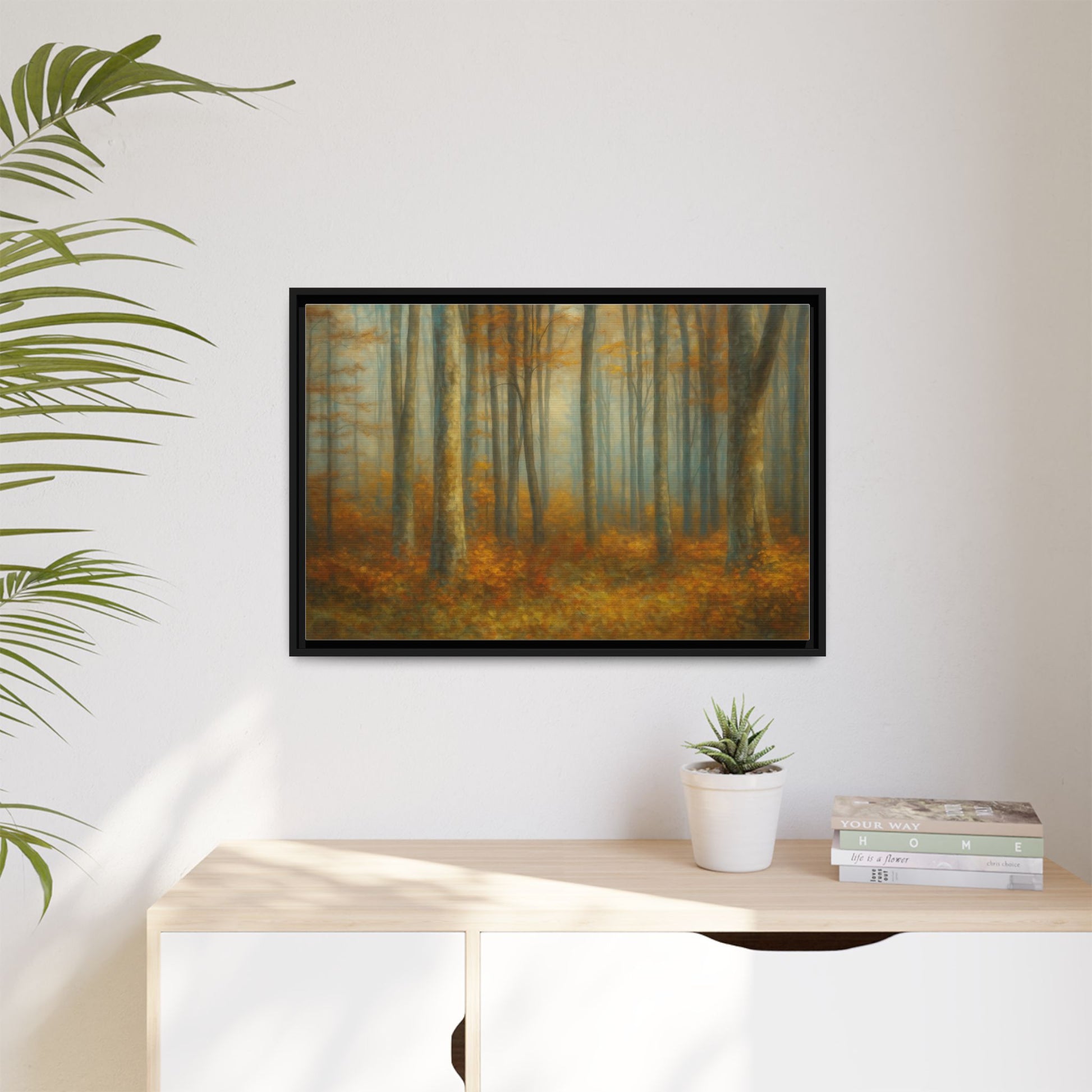 Autumn Forest Canvas Art, Framed Wall Decor, Rustic Home Decor, Nature Artwork, Gift for Nature Lovers - TRV