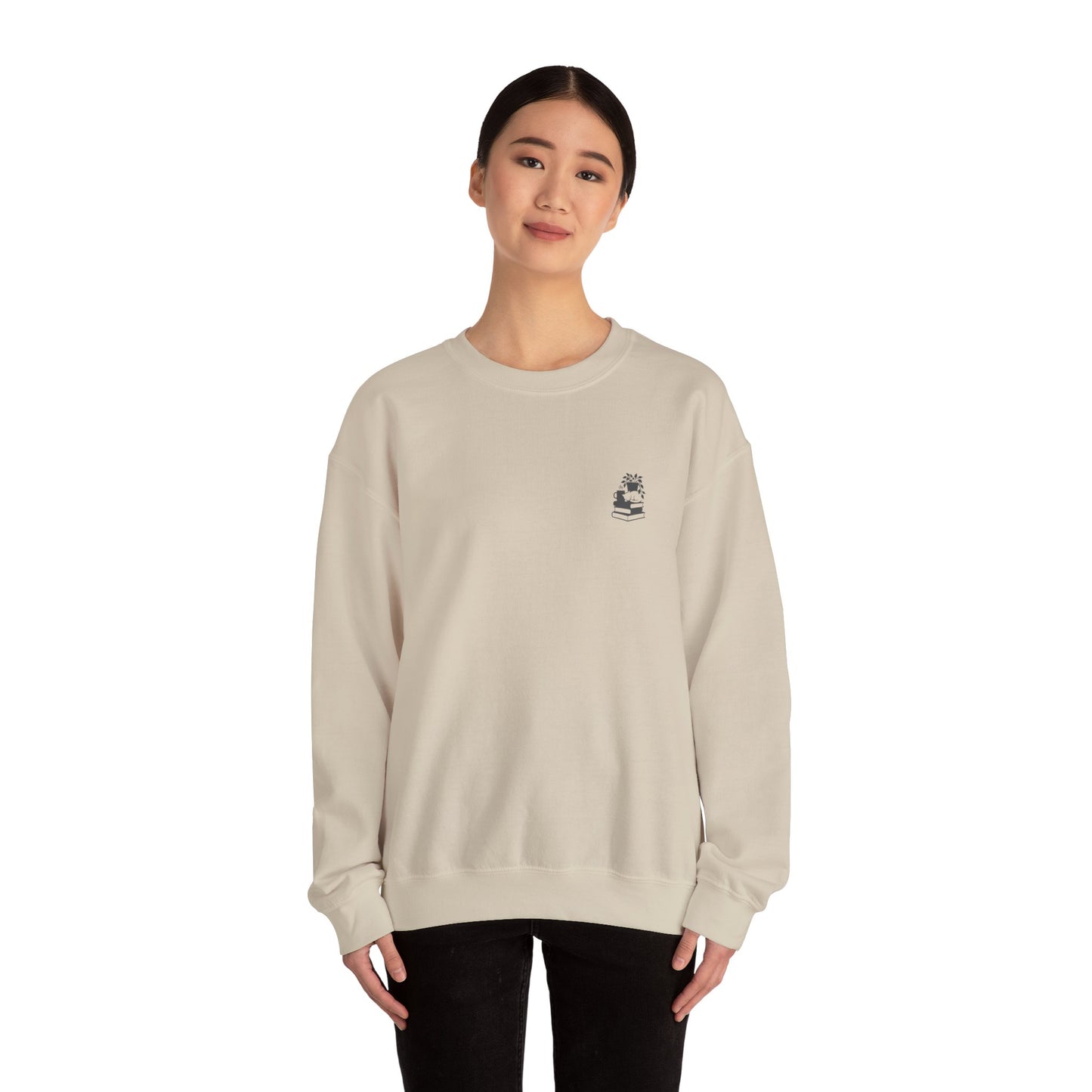Stack of Books with Mug and Plant Sweatshirt | Cozy Reading Crewneck