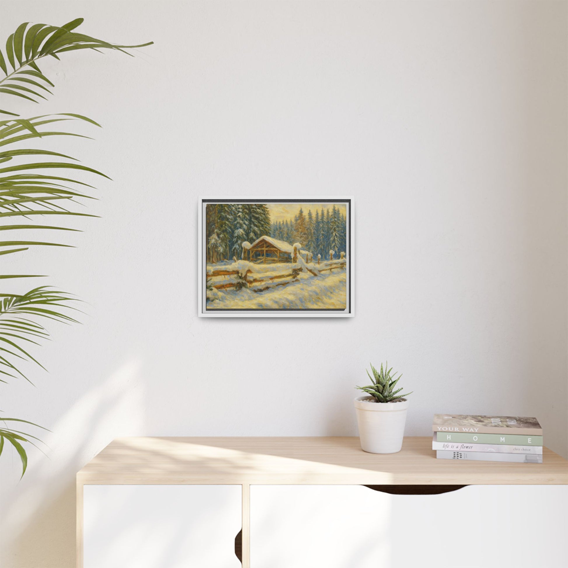 Winter Landscape Framed Canvas Art | Cozy Home Decor | Wall Art for Living Room, Bedroom, Holiday Gift, Rustic Vibes, Art Print - TRV