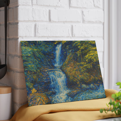 Glass Cutting Board — Tranquil Waterfall Art Print