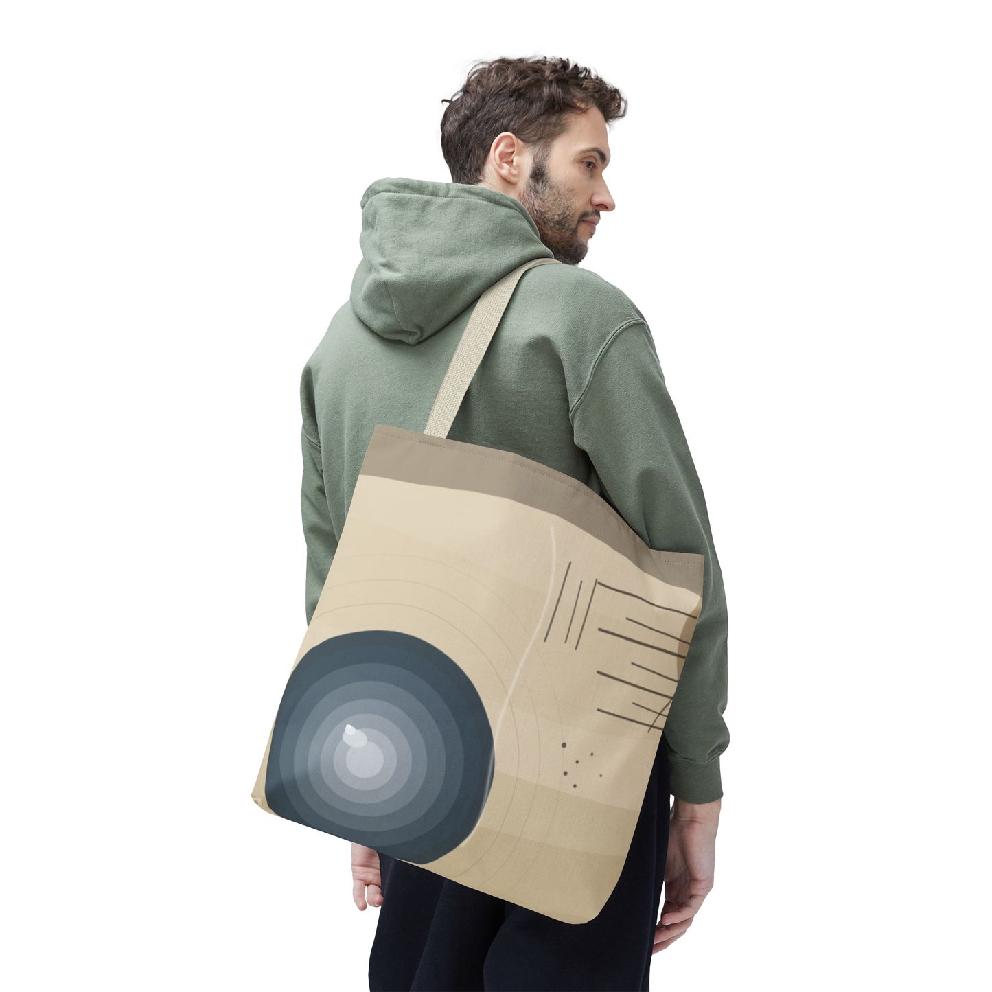 Abstract Neutral Waves Tote Bag | Geometric Circle Pattern