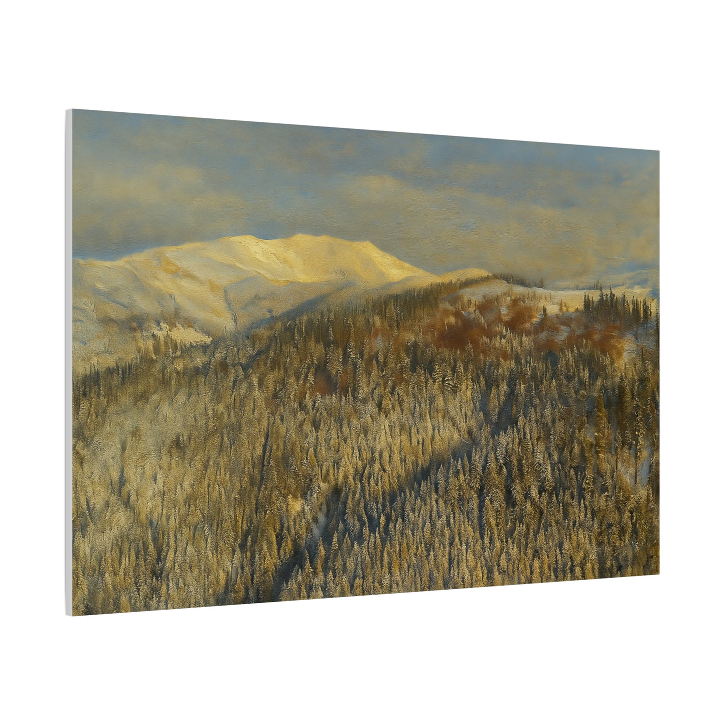 Mountain Serenity Stretched Canvas Art, Winter Landscape Wall Decor, Nature Print for Home, Gift for Nature Lovers, Cozy Interior Accent