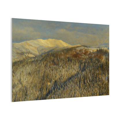 Mountain Serenity Stretched Canvas Art, Winter Landscape Wall Decor, Nature Print for Home, Gift for Nature Lovers, Cozy Interior Accent