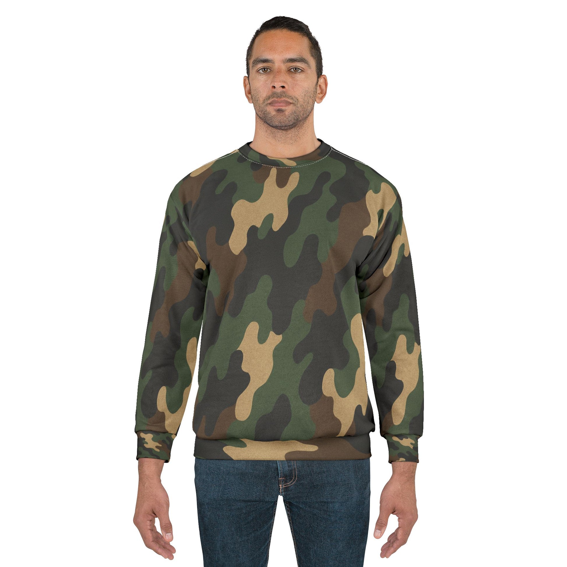 Stylish Camo Unisex Sweatshirt, Cozy Sweatshirt, Trendy Apparel for Outdoor Lovers, Perfect Gift for Adventurers, Versatile Casual Wear - TRV