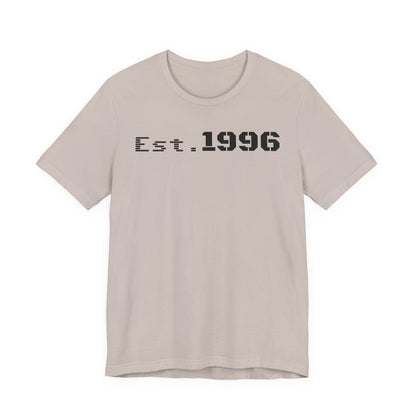 Unisex Jersey Tee - 'Est. 1996' Graphic Shirt, Birthday Gift, Casual Wear, Vintage Style, Retro Fashion, Gift for Him/Her - TRV