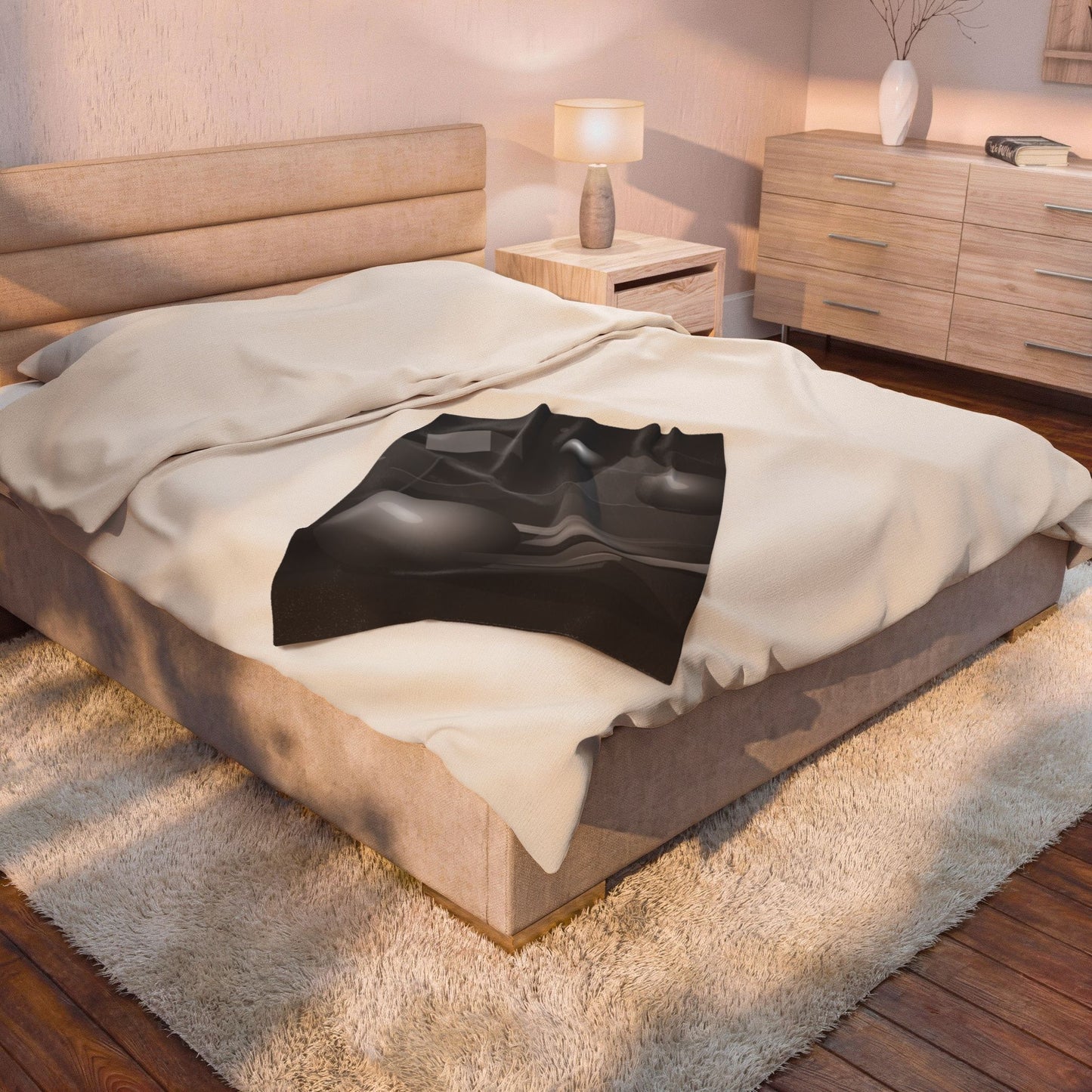 3D Geometric Spheres Velveteen Plush Blanket | Abstract Cube & Sphere Design