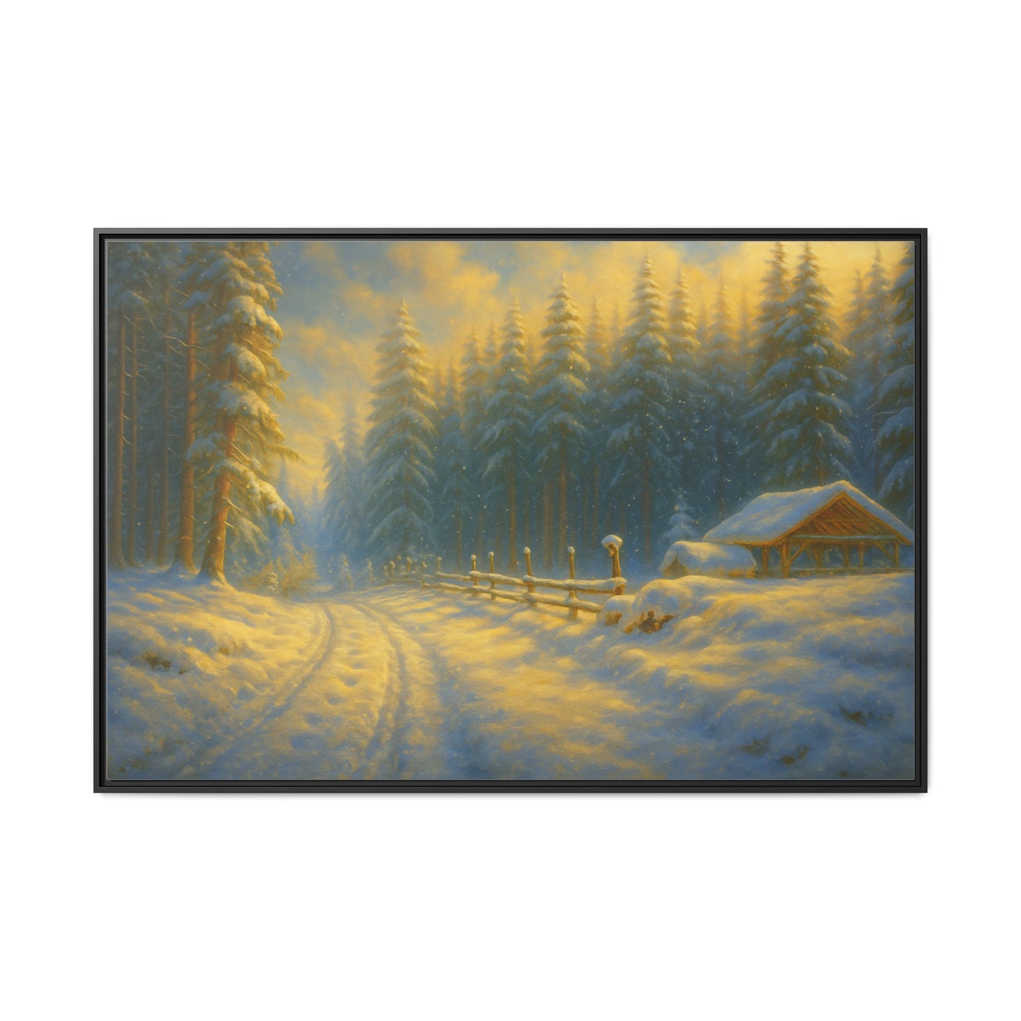 Wall Art Print, Winter Cabin Decor, Nature Scene, Holiday Gift, Cabin Vibes, Christmas Decoration, Matte Canvas, Framed - TRV