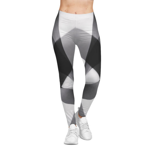 Monochrome Geometric Pattern Leggings | Black White Abstract Symmetry