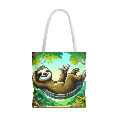 Relaxed Sloth Tote Bag, Cute Eco-Friendly Bag, Gift for Animal Lovers, Beach Bag, Reusable Shopping Tote - TRV