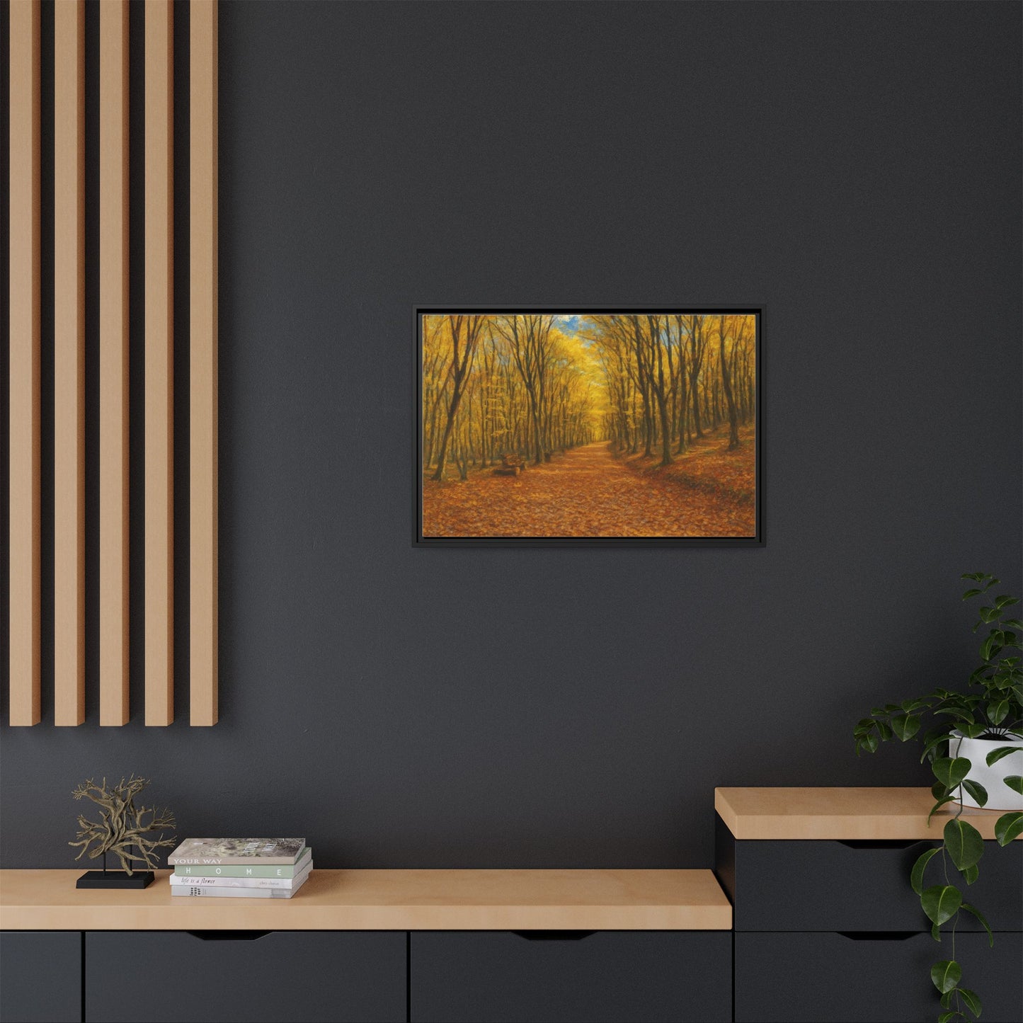 Autumn Forest Framed Canvas Art, Cozy Wall Decor, Nature Inspired Gift, Fall Home Accent, Perfect for Thanksgiving - TRV